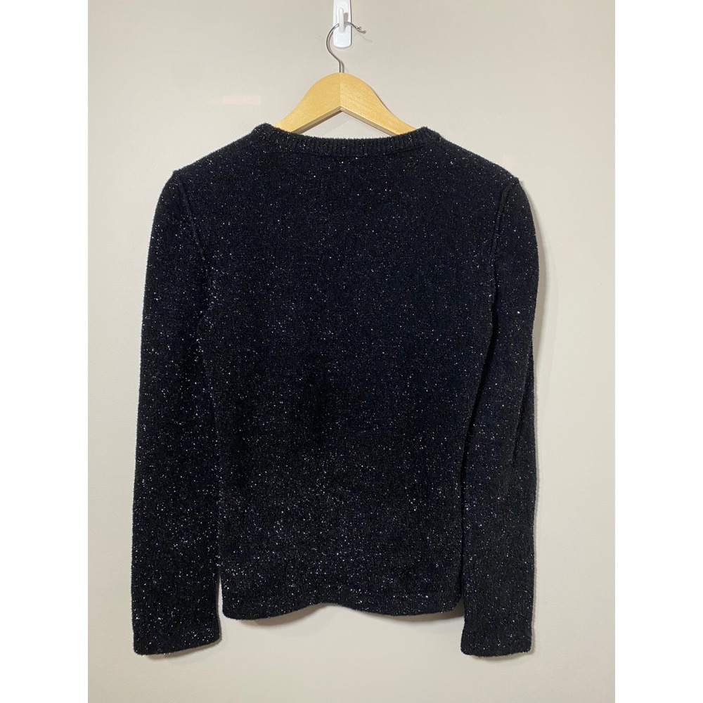 Sonia Rykiel Black Sparkle Knit Sweater Made in Italy Size 40 US 8 Textured Soft - Picture 2 of 6